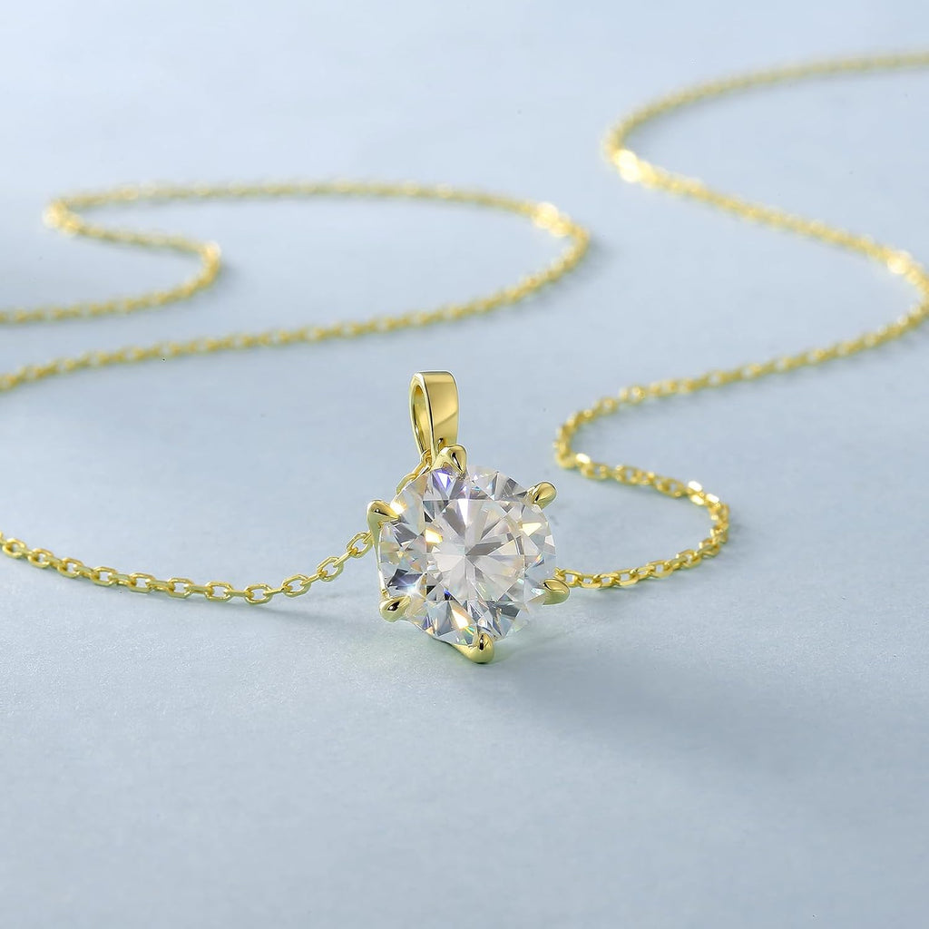 Moissanite Diamond Pendant Necklace 14K