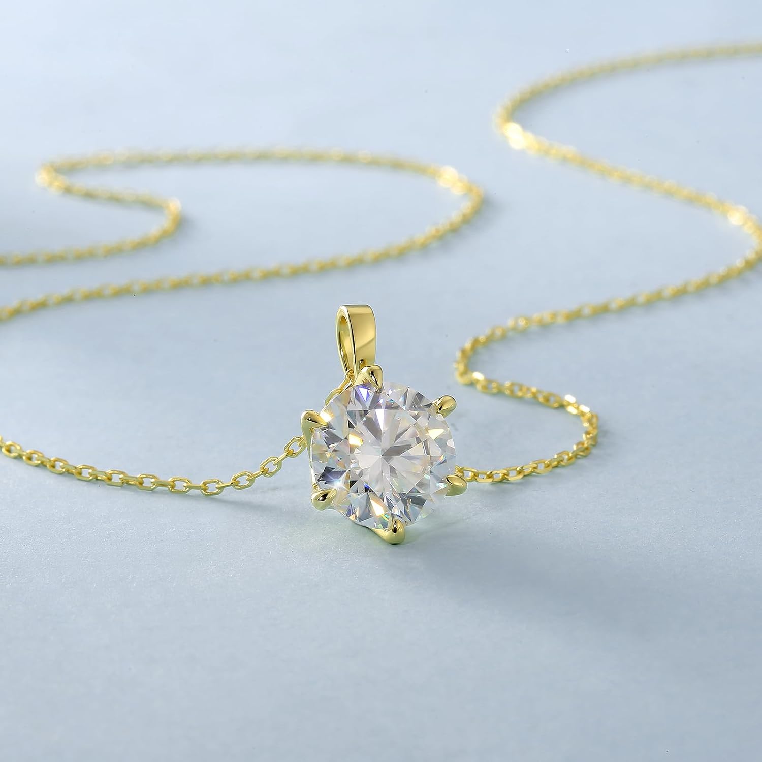 Moissanite Diamond Pendant Necklace 14K