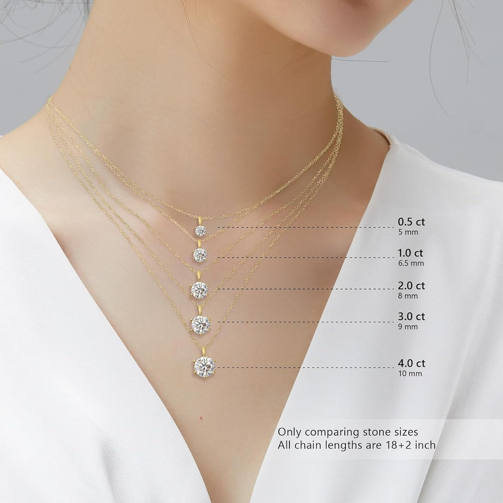 Moissanite Diamond Pendant Necklace 14K