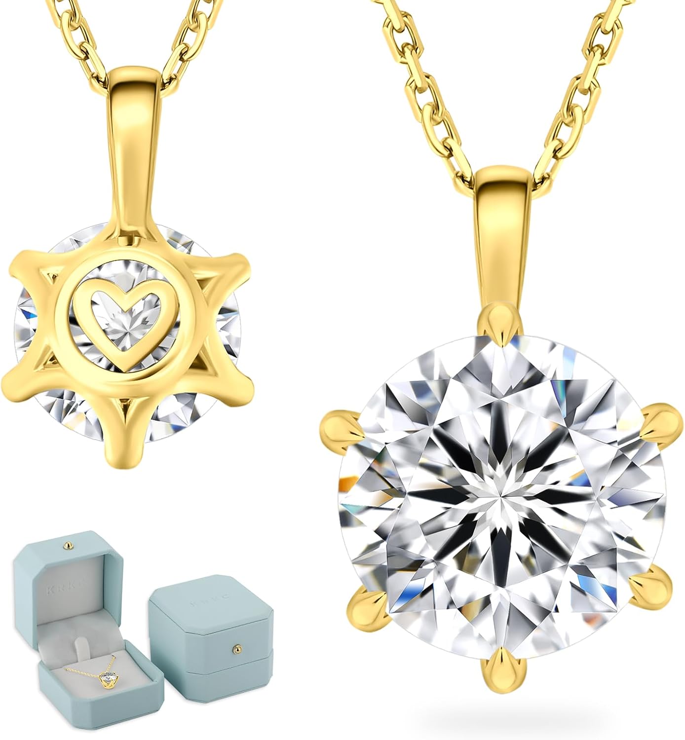 Moissanite Diamond Pendant Necklace 14K