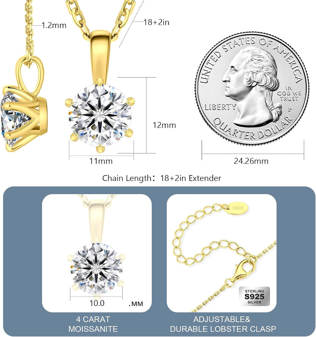 Moissanite Diamond Pendant Necklace 14K