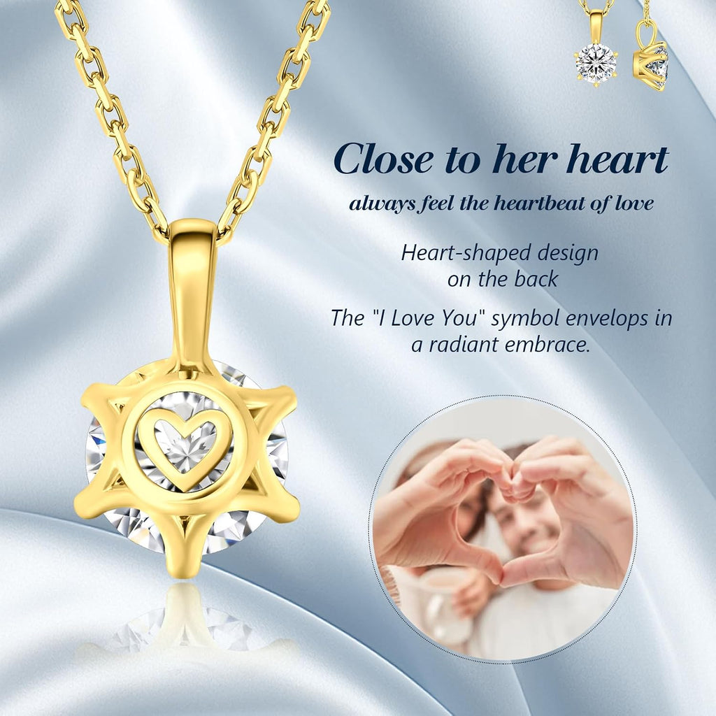 Moissanite Diamond Pendant Necklace 14K